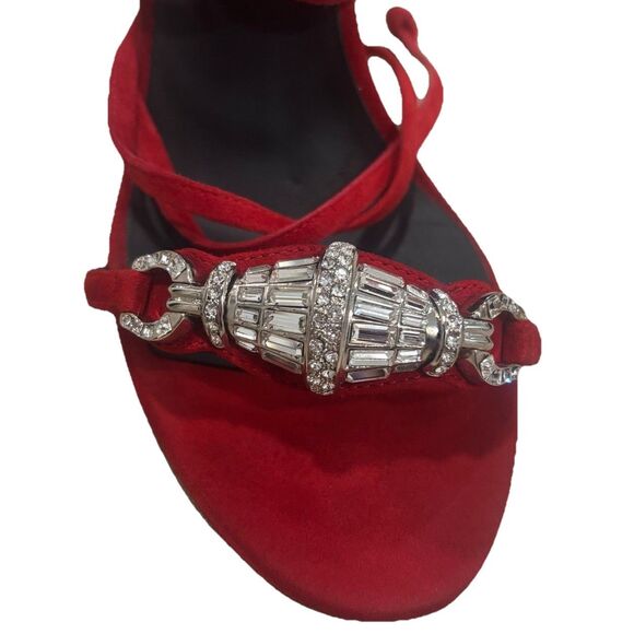Giuseppe Zanotti Thais 105mm Sandals Size 36 Crystal Embellished Red Designer - Picture 3 of 11
